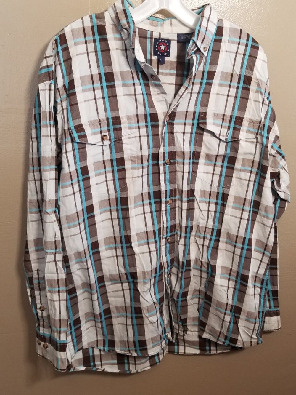 Panhandle Slim Plaid Button Down with Pockets, Men's Large